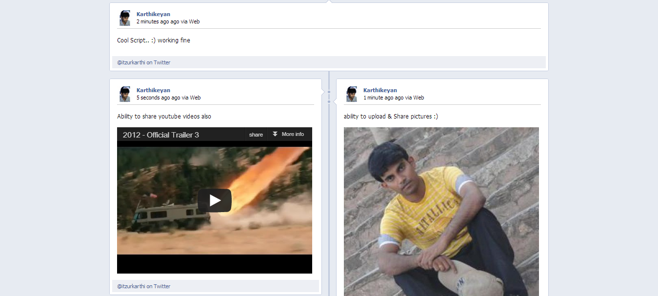 facebook timline wall script