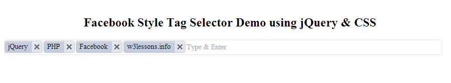 Facebook Style Tag Selector using jQuery & CSS