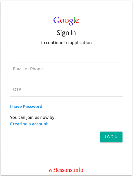 Gmail Style Login Form with OTP option