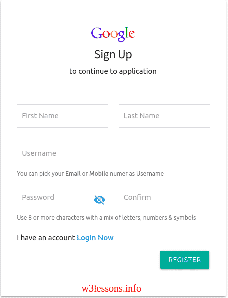 Gmail Style SignUP Form